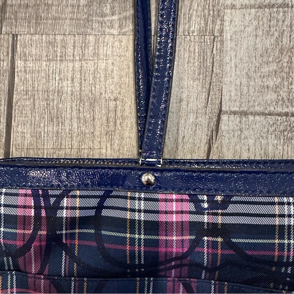 Coach Signature Stripe Berry Tartan Tote Y2K - Picture 7 of 16